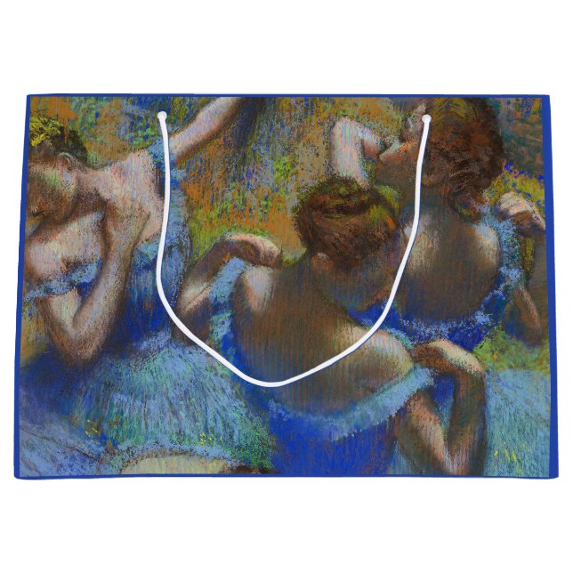 Degas Blue Dancers Pastel Fine Art Masterpiece Large Gift Bag (Front)