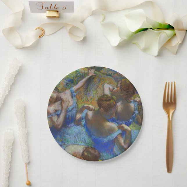 Degas Blue Dancers Pastel Fine Art Masterpiece Paper Plates (Wedding)
