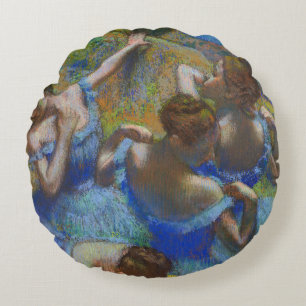 Degas Blue Dancers Pastel Fine Art Masterpiece Round Pillow