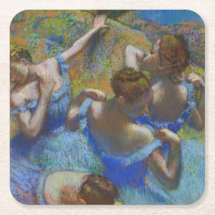 Degas Blue Dancers Pastel Fine Art Masterpiece Square Paper Coaster