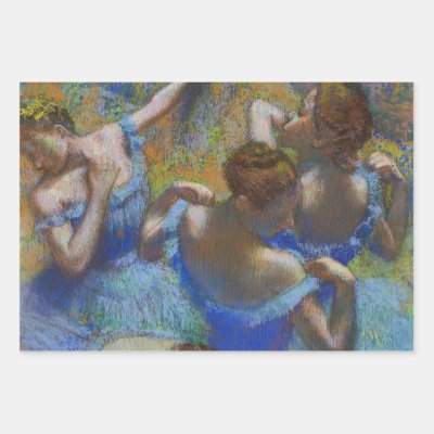 Degas Blue Dancers Pastel Fine Art Masterpiece Wrapping Paper Sheets