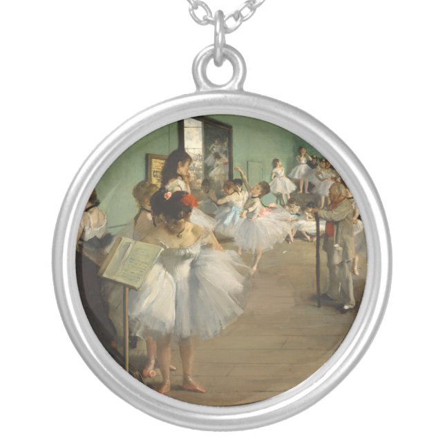 Degas Dance Class Ballet Dancers Ballerina Art Silver Plated Necklace (Front)
