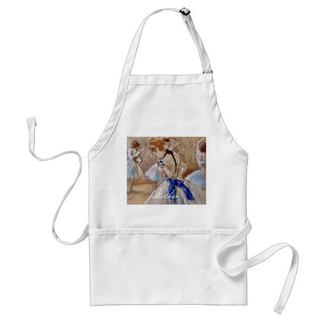 Degas Dancer With Blue Ribbon  Adult Apron (Front)
