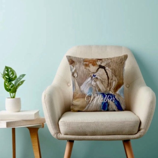 Degas Dancer With Blue Ribbon Throw Pillow (Creator Uploaded)