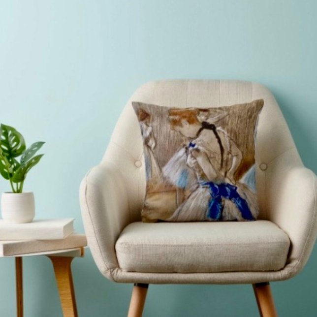 Degas Dancer With Blue Ribbon Throw Pillow (Creator Uploaded)