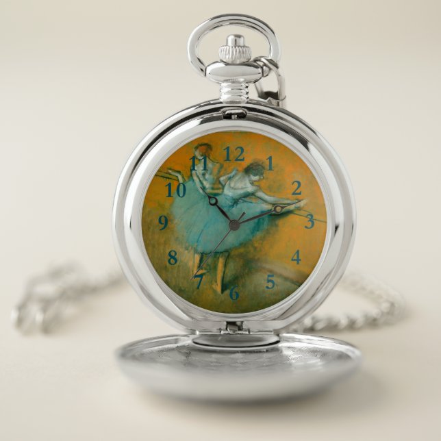 Degas Dancers at the Bar Ballet Pocket Watch (Inside)