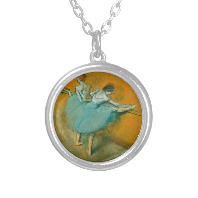 Degas Dancers at the Bar Ballet Silver Plated Necklace (Front)