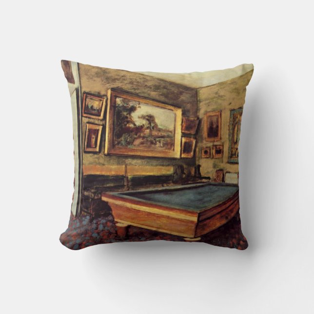Degas - The Billiard Room Throw Pillow (Front)