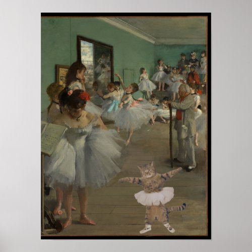 Degas The Dance Class with Ballet Cat  Poster