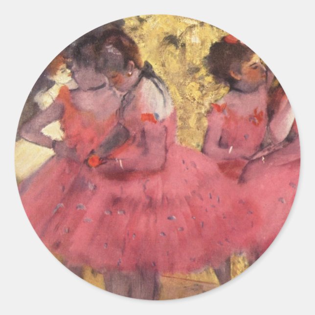 Degas: The Pink Dancers Classic Round Sticker (Front)