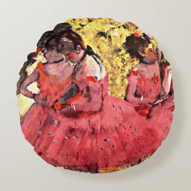 Degas - The Pink Dancers Round Pillow (Front)