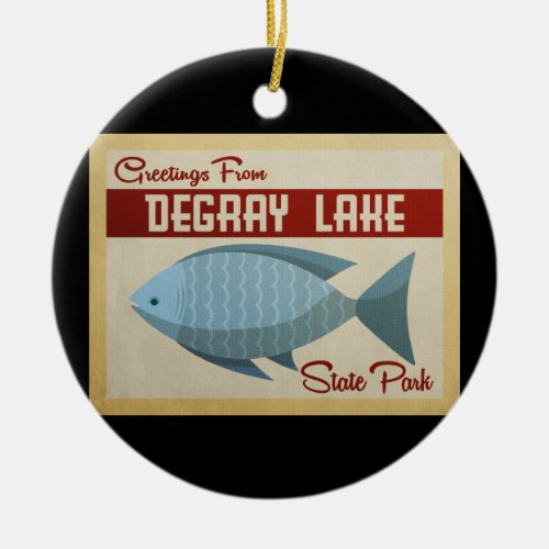 DeGray Lake Blue Fish Vintage Travel Ceramic Ornament