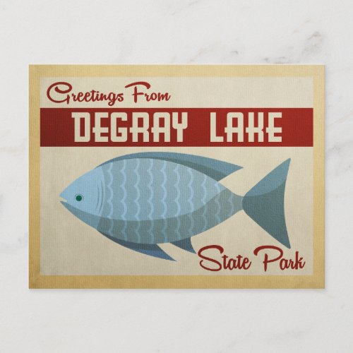 DeGray Lake Blue Fish Vintage Travel Postcard