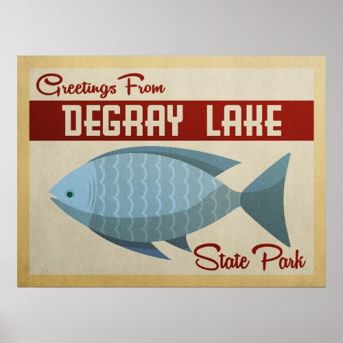 DeGray Lake Blue Fish Vintage Travel Poster