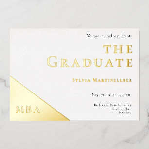  Degree Gold White MBA Graduation Party Foil Invitation