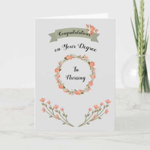 Degree in Nursing Card with Floral Wreath