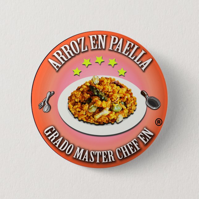 Degree Master Chef in Rice in Paella Pinback Button (Front)