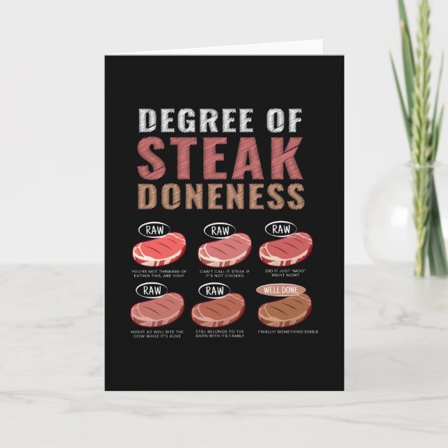 Degree Of Steak Doneness Meat Grill BBQ Card (Front)