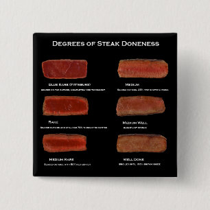 Degrees of Steak Doneness (restaurant info button) Pinback Button