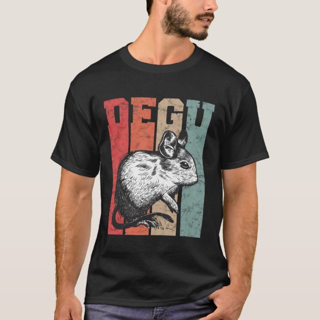 Degu Vintage Retro Rodent Gift T-Shirt (Front)