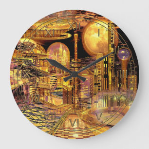 Dehiscence Futuristic City Large Clock
