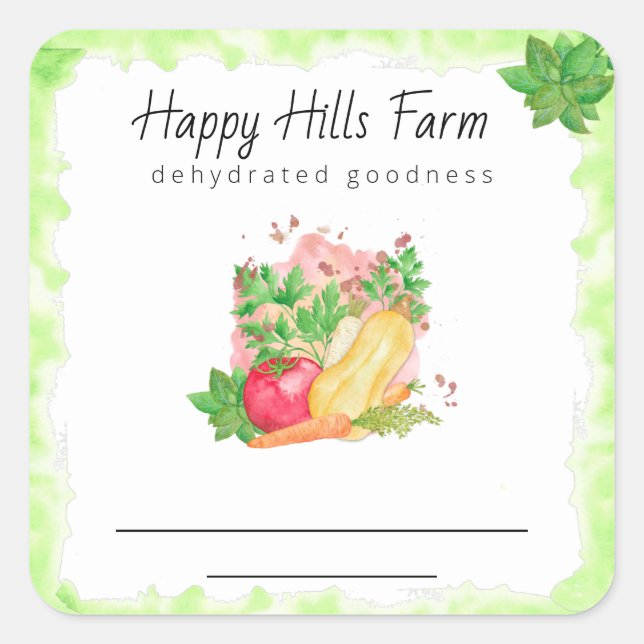 *~* *~Dehydrated Veggie Vegetables AP30 Square Sti Sticker (Front)