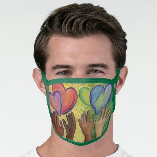 DEI Love Hearts Art Inspirational Custom Face Mask (Worn Him)