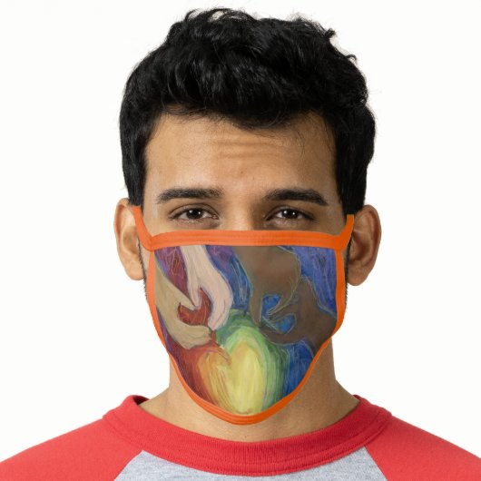DEI Rainbow Love Hearts Custom Art Face Mask (Worn Him)