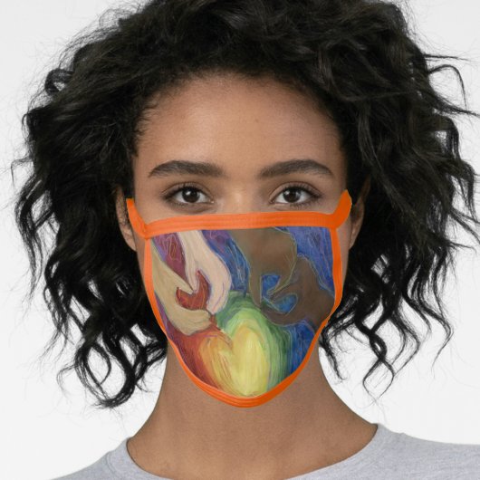 DEI Rainbow Love Hearts Custom Art Face Mask (Worn Her)