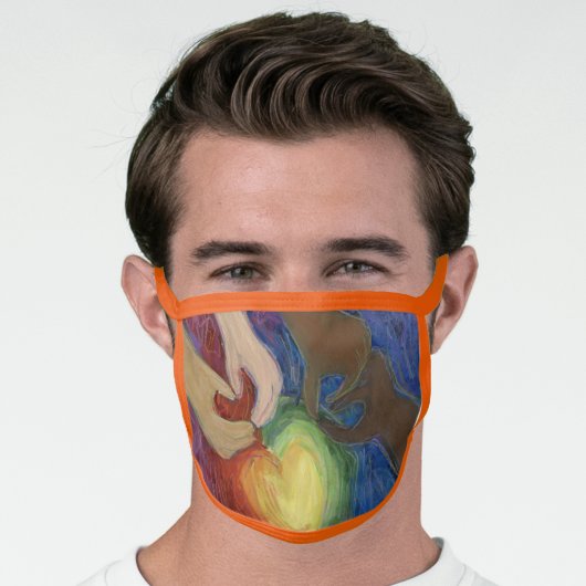DEI Rainbow Love Hearts Custom Art Face Mask (Worn Him)