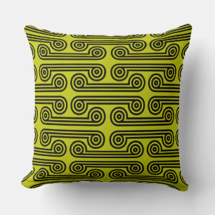 Deimos Black and Olive Green Throw Pillow