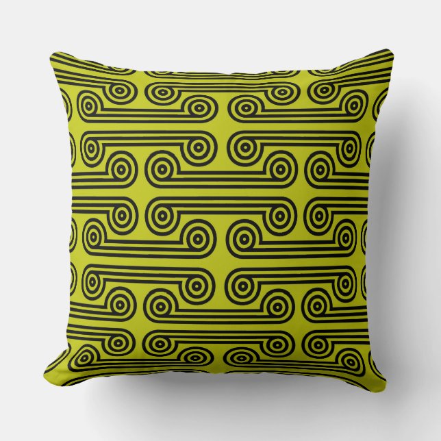 Deimos Black and Olive Green Throw Pillow (Front)