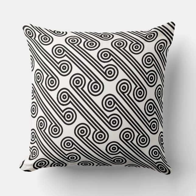 Deimos Black and White Throw Pillow (Front)