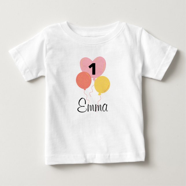 DEIN DESIGN/Name First Birthday Air Balcony Girl Baby T-Shirt (Front)