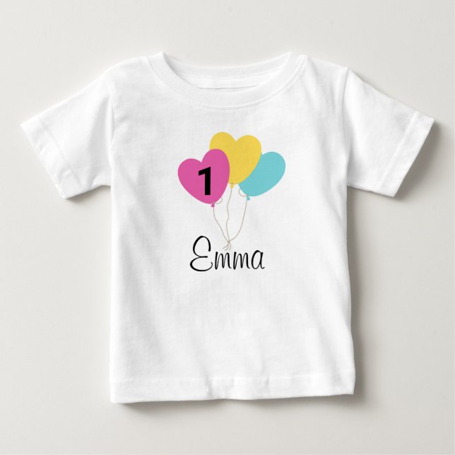 DEIN DESIGN/Name First Birthday of balloon Baby T-Shirt (Front)