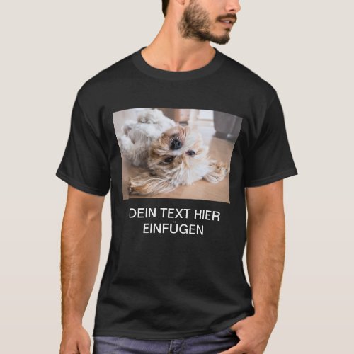  DEIN DESIGNTEXTFOTO Herren Hund schwarz T_Shirt