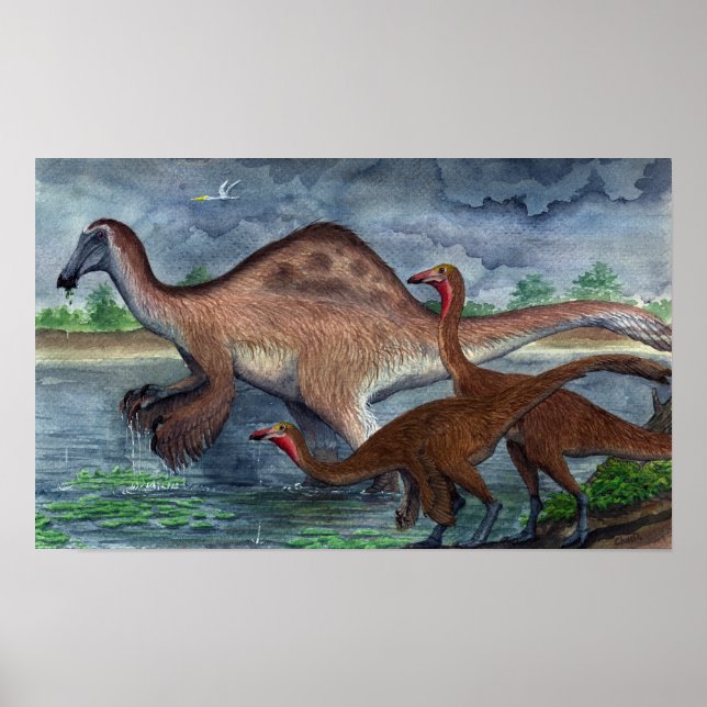 Deinocheirus and Gallimimus Print (Front)