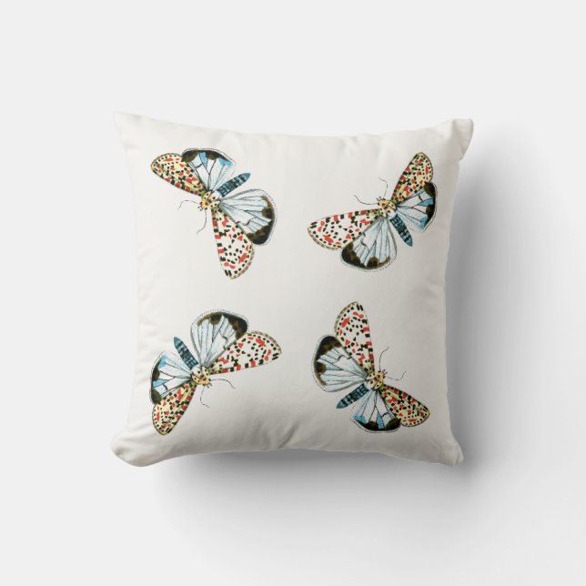 Deiopeia pulchella - Crimson-Speckled Flunkey Moth Throw Pillow (Front)