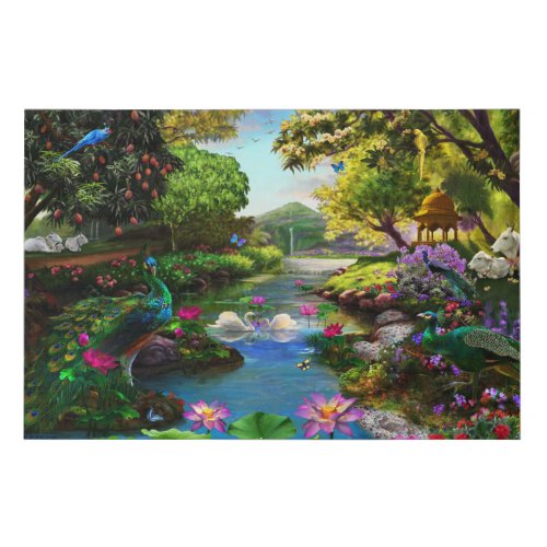 Deity Altar backdrop scenery of Vrindavana Faux Canvas Print