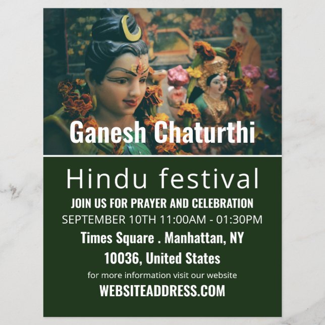 Deity God Statue, Hindu Event Advertising Flyer (Front)