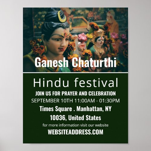 Deity God Statue Hindu Event Advertising Poster