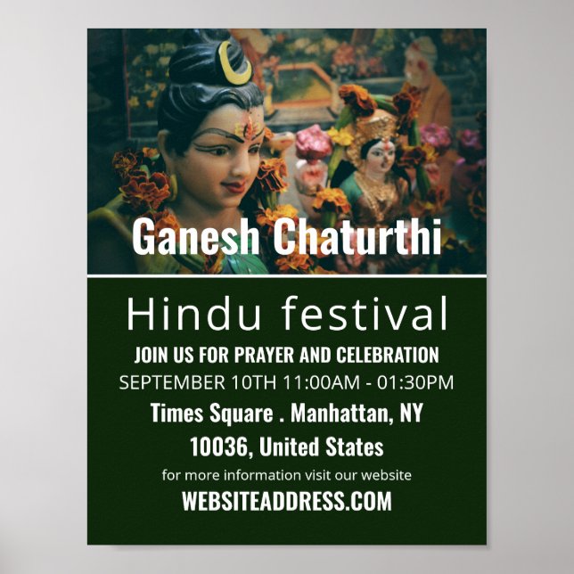 Deity God Statue, Hindu Event Advertising Poster (Front)