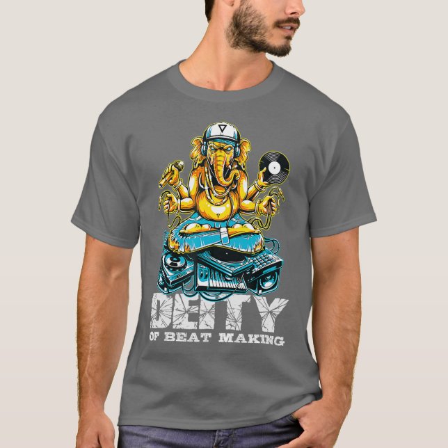 Deity Of Beat Making Ganesha DJ Turntable Music T-Shirt (Front)