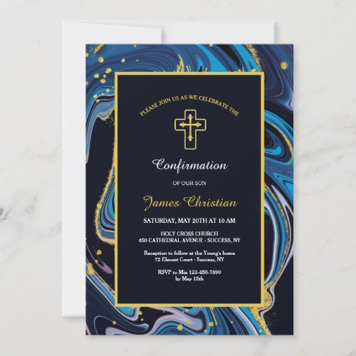 Deja Blue Religious Invitation