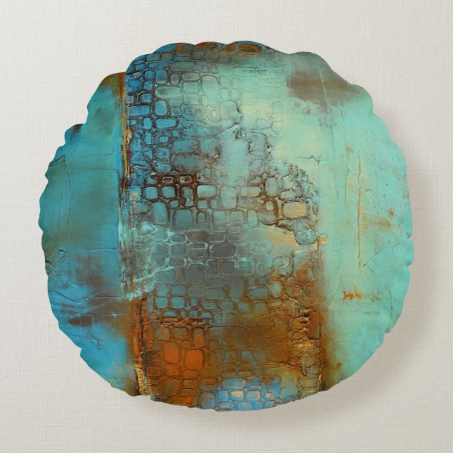 Deja Blue Round Pillow (Front)