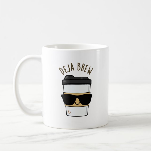 Deja Brew Funny Coffee Pun Mug (Left)