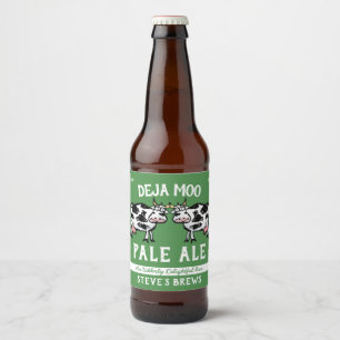 Deja Moo Funny Cow Beer Bottle Label