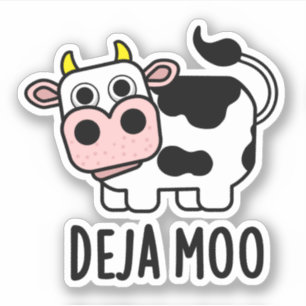 Deja Moo Funny Cow Pun Sticker