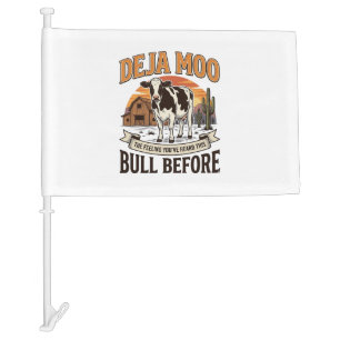 Deja Moo Funny Cow Western Vintage Shirt Design_1 Car Flag