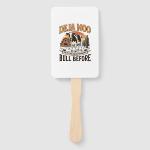 Deja Moo Funny Cow Western Vintage Shirt Design_1 Hand Fan